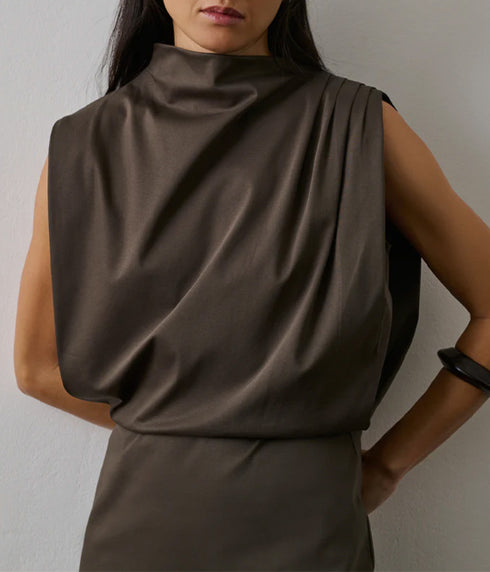 Gemma Dress - Brown/Taupe